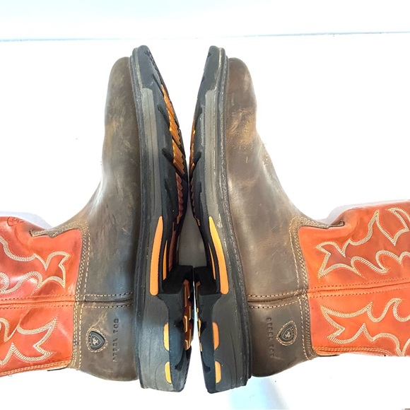 Ariat WorkHog Mens 14D Pull-On Western Boots Steel Toe 100D6961 Brown Orange - Picture 11 of 15
